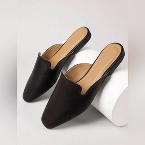 SHEIN Black Pleather Notched Slip-On Mules 🖤